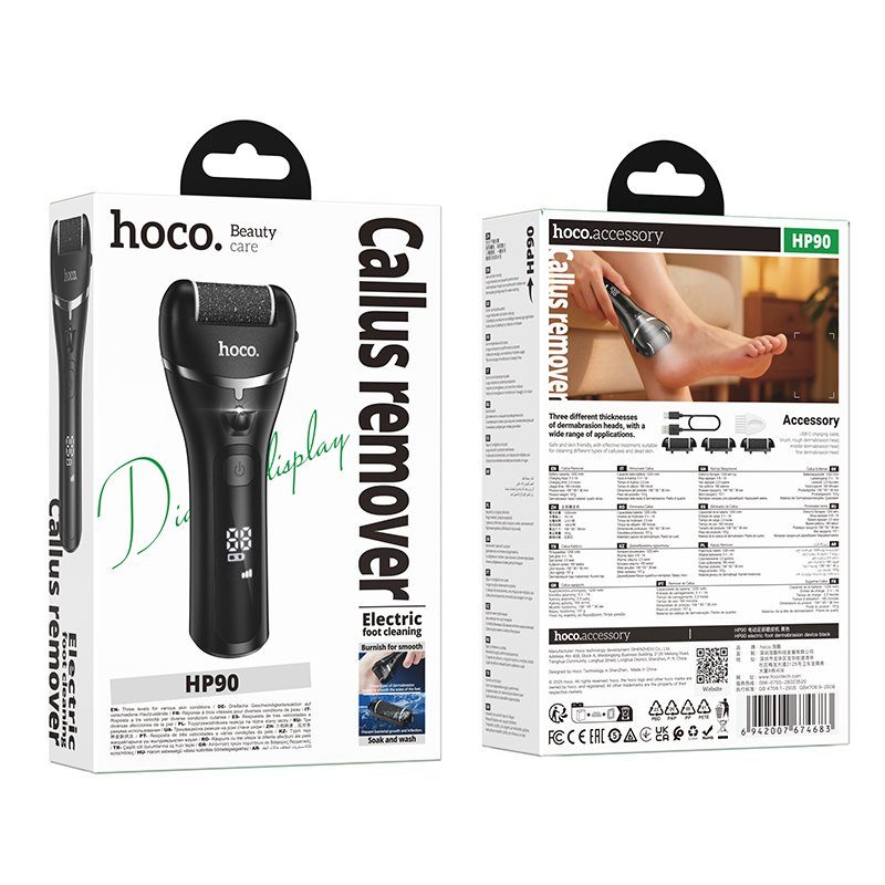 Електрична пилка для п'ят HOCO HP90 electric foot dermabrasion device Black (6942007674683) 2