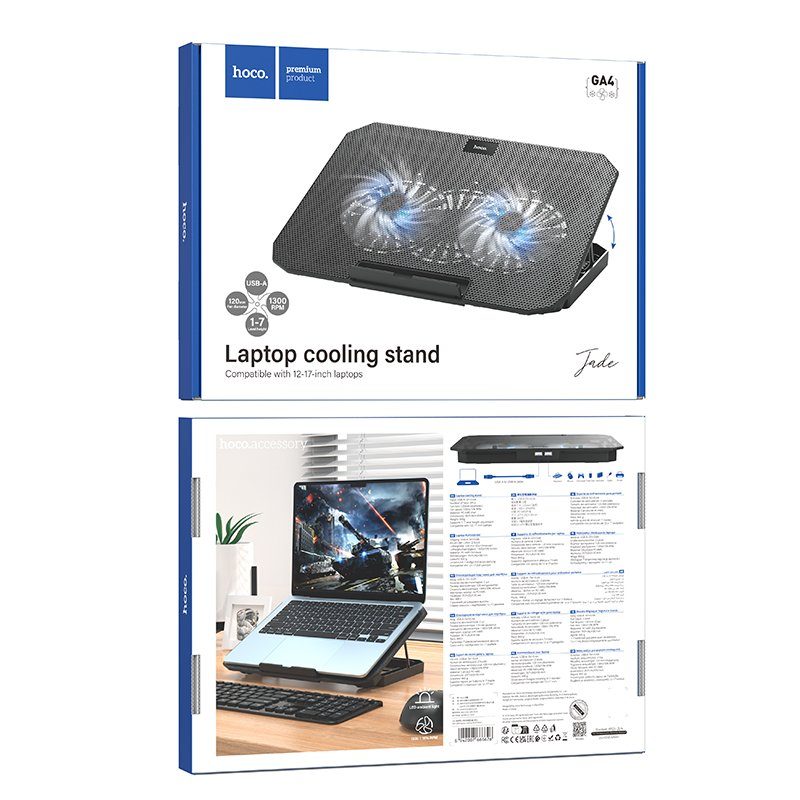 Підставка для ноутбука HOCO GA4 Jade laptop cooling stand Black (6942007666626) 2
