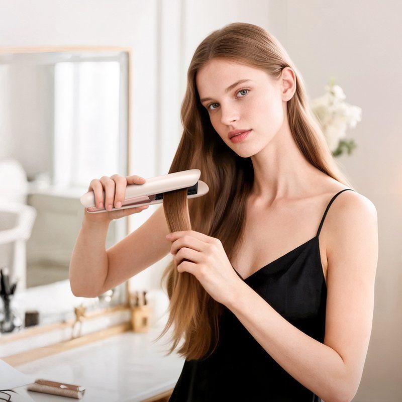 Вирівнювач для волосся з цифровим дисплеєм HOCO HP46 Explicit electric hair straightener pink (6942007666886) 7