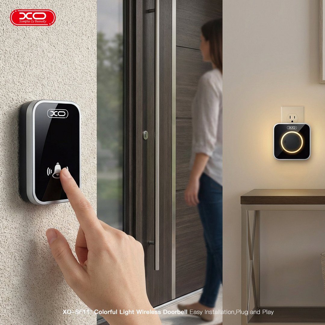 Розумний дзвінок ХО SF11 EU Standard Multicolour Flashing Wireless Doorbell One-to-One System (Transmitter + Chime) Black (6975837589575) 8