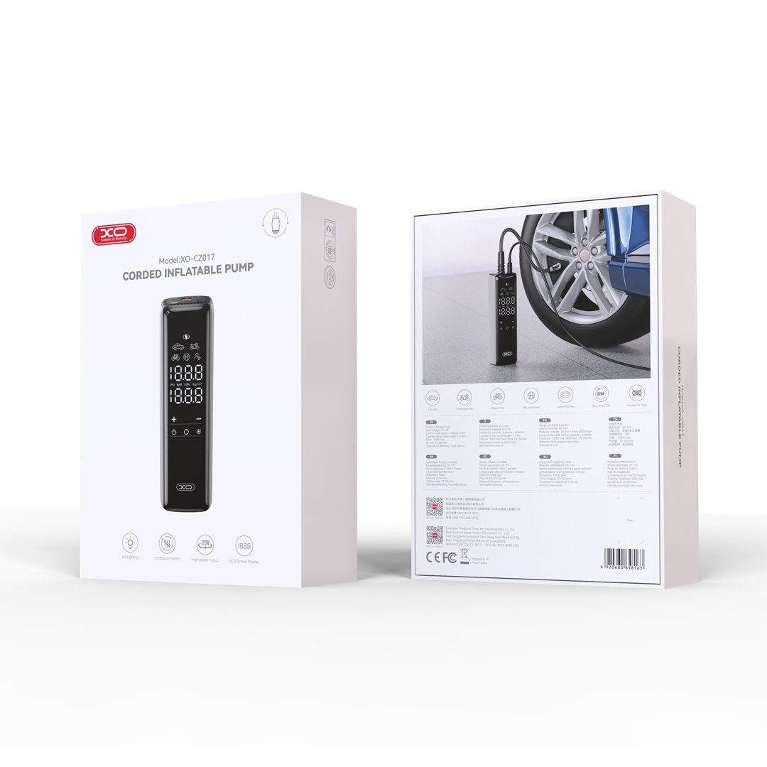 Автомобільний насос ХО CZ017 Smart Mini Wired Inflatable Pump 22 Cylinders Black (6920680858156) 2
