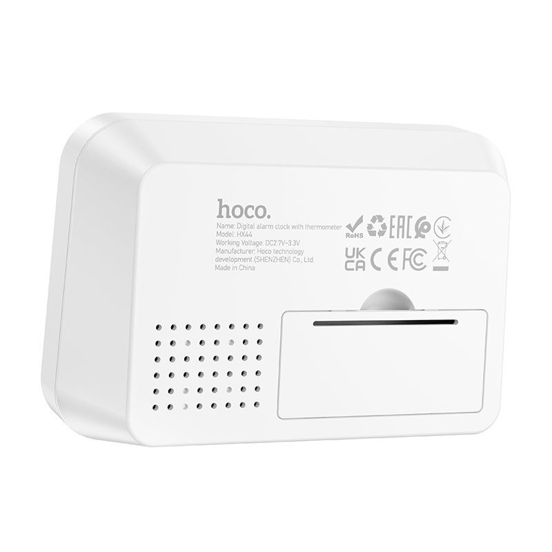 Термогігрометр HOCO HX44 Indoor digital alarm clock with thermometer White (6942007681421) 6