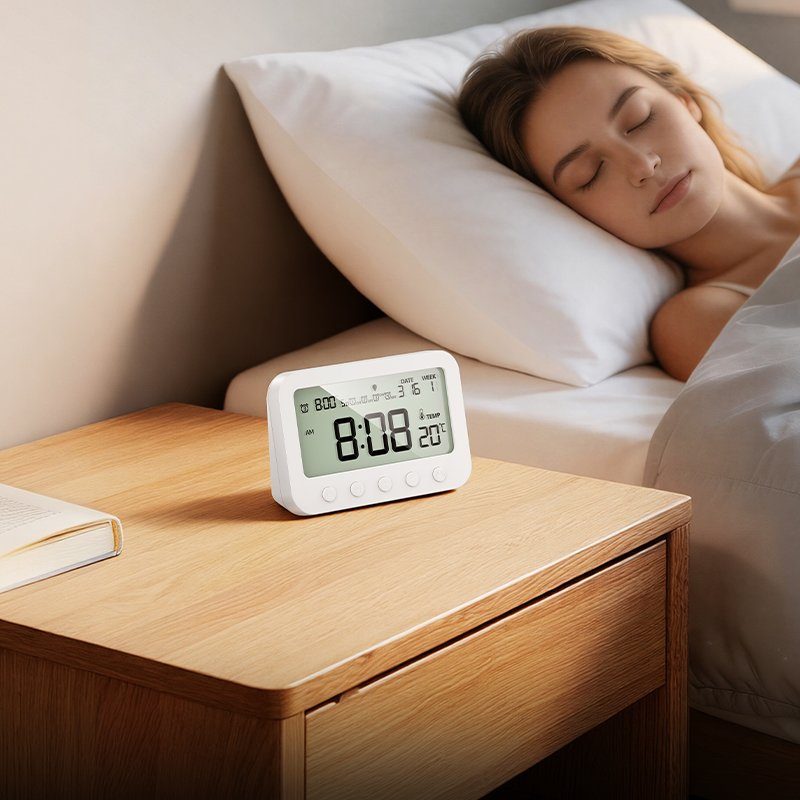 Термогігрометр HOCO HX44 Indoor digital alarm clock with thermometer White (6942007681421) 8