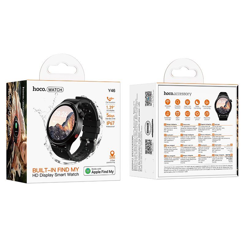 Смарт-годинник HOCO Y46 Smart watch (call+Find My) Black (6942007685191) 2