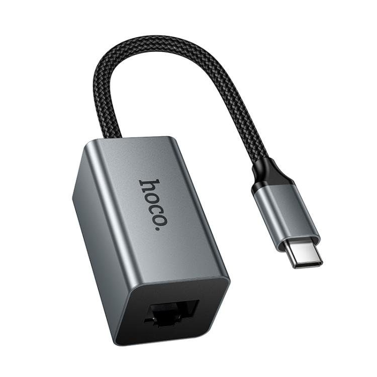 Мережевий адаптер-перехідник HOCO UA48 Type-C 100Mbps network converter Metal Gray (6942007683951)