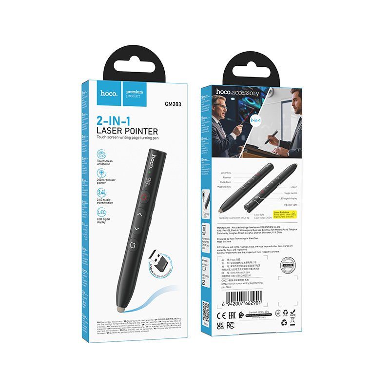 Лазерна указка HOCO GM203 Touch screen writing page turning pen Black (6942007662901) 2