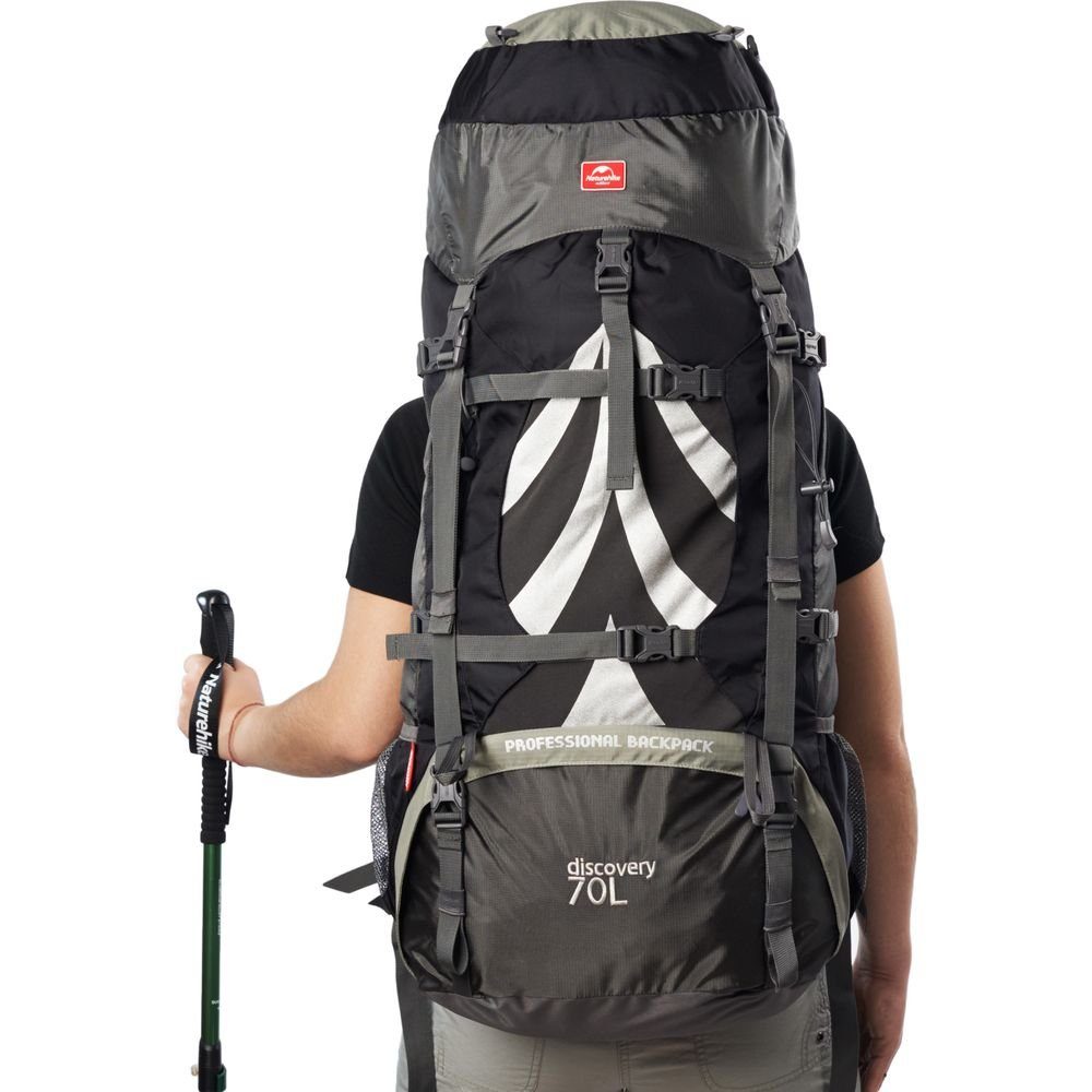 Рюкзак туристичний Naturehike NH70B070-B, 70 л + 5 л, чорно-сірий 12