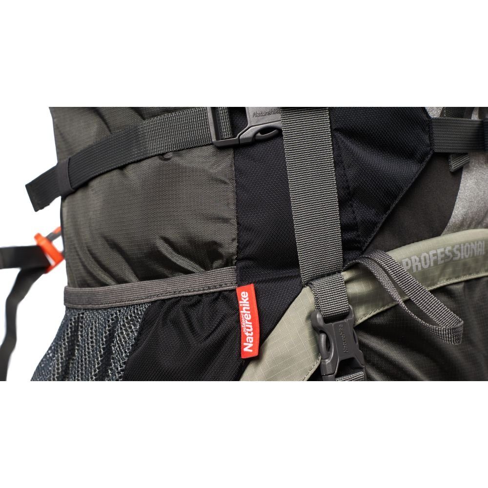 Рюкзак туристичний Naturehike NH70B070-B, 70 л + 5 л, чорно-сірий 6
