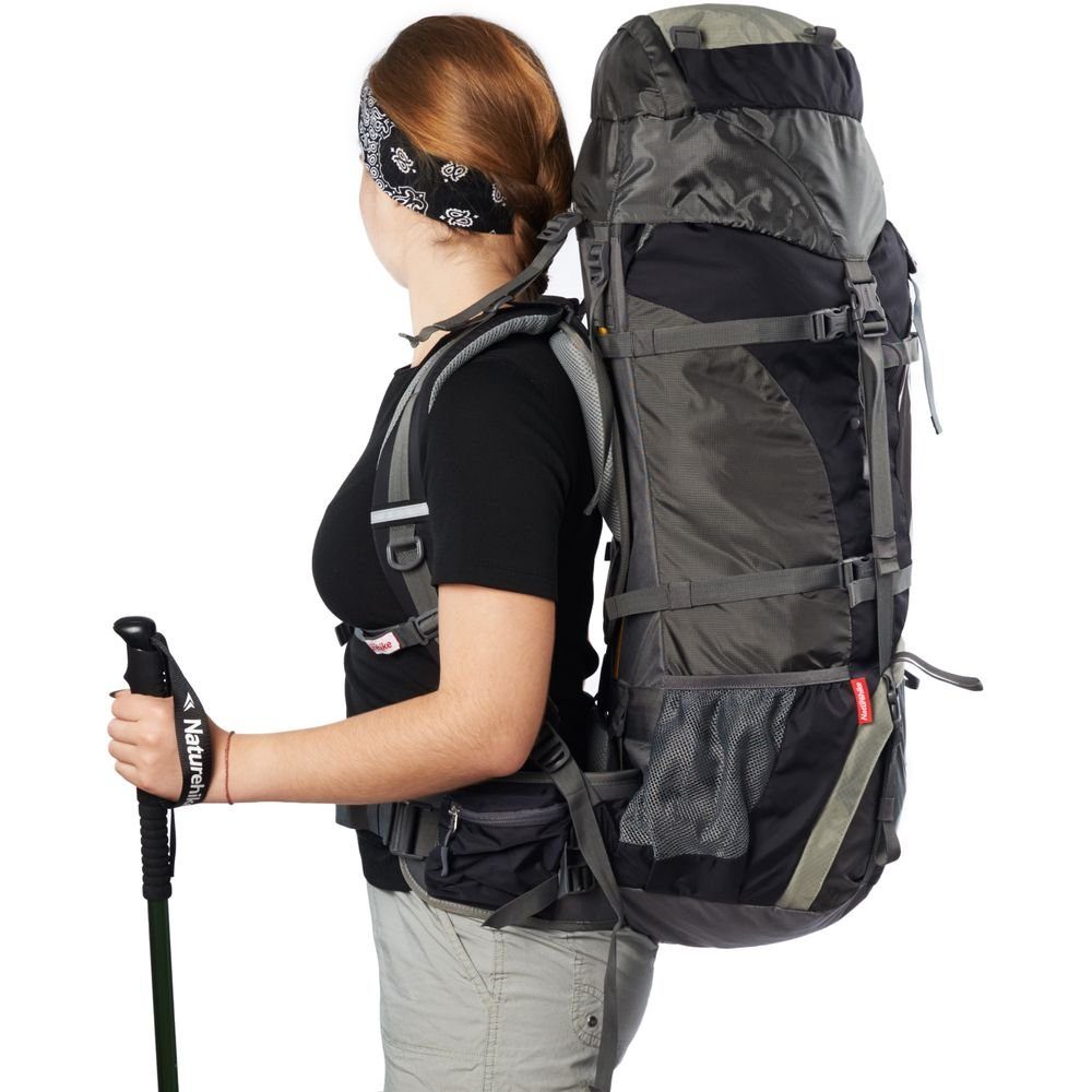 Рюкзак туристичний Naturehike NH70B070-B, 70 л + 5 л, чорно-сірий 10