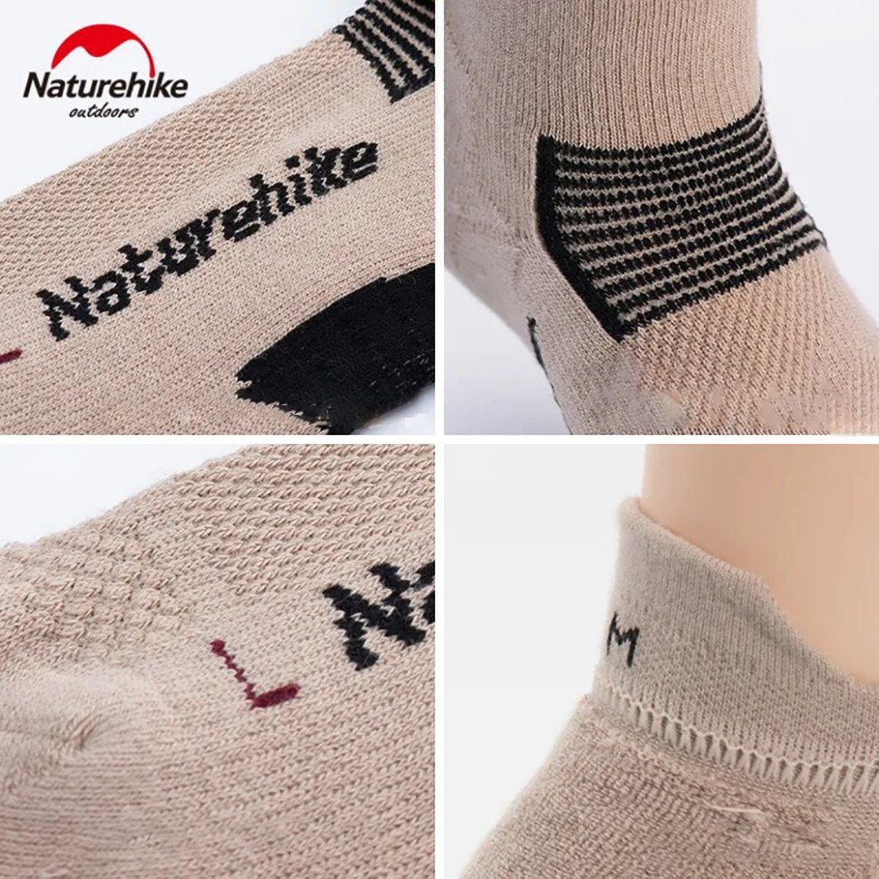 Шкарпетки низькі Naturehike NH21FS014, 2 пари (бежеві, чорні), розмір М 2