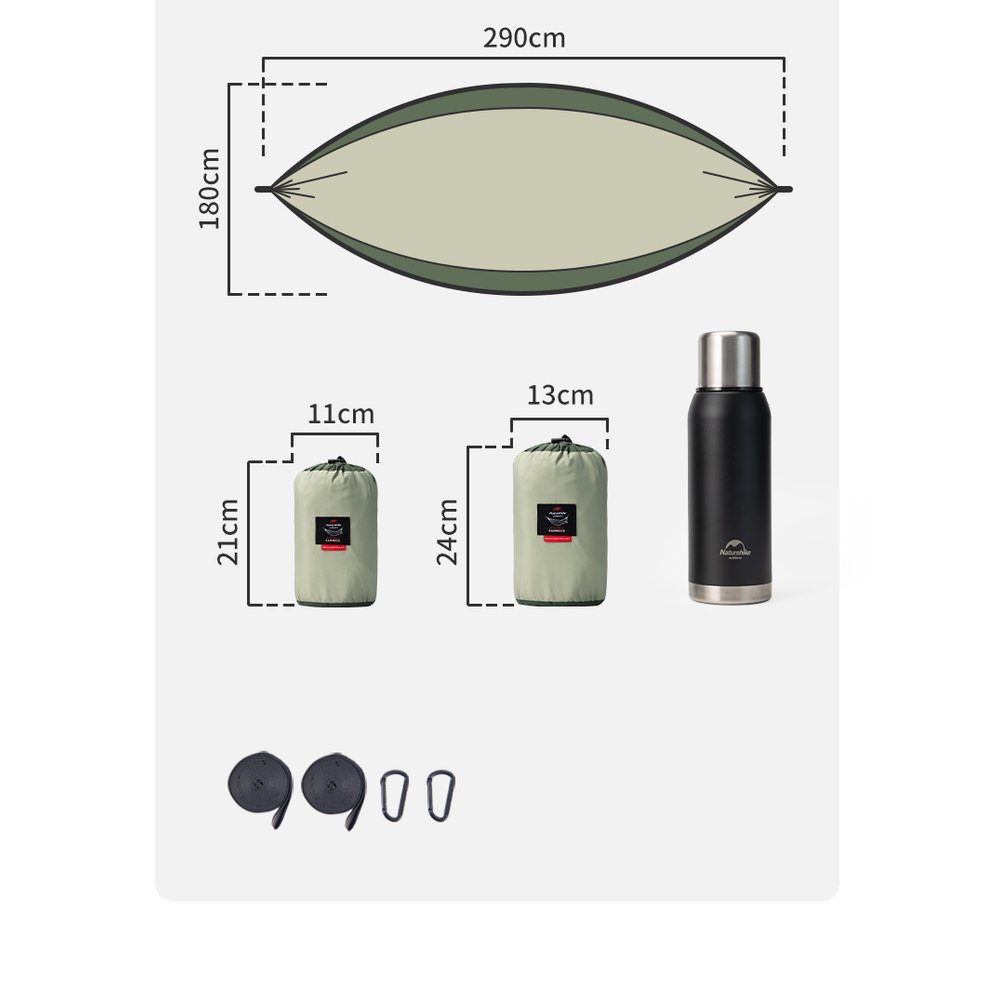 Гамак Naturehike одинарний NH21DC011, оливковий 9