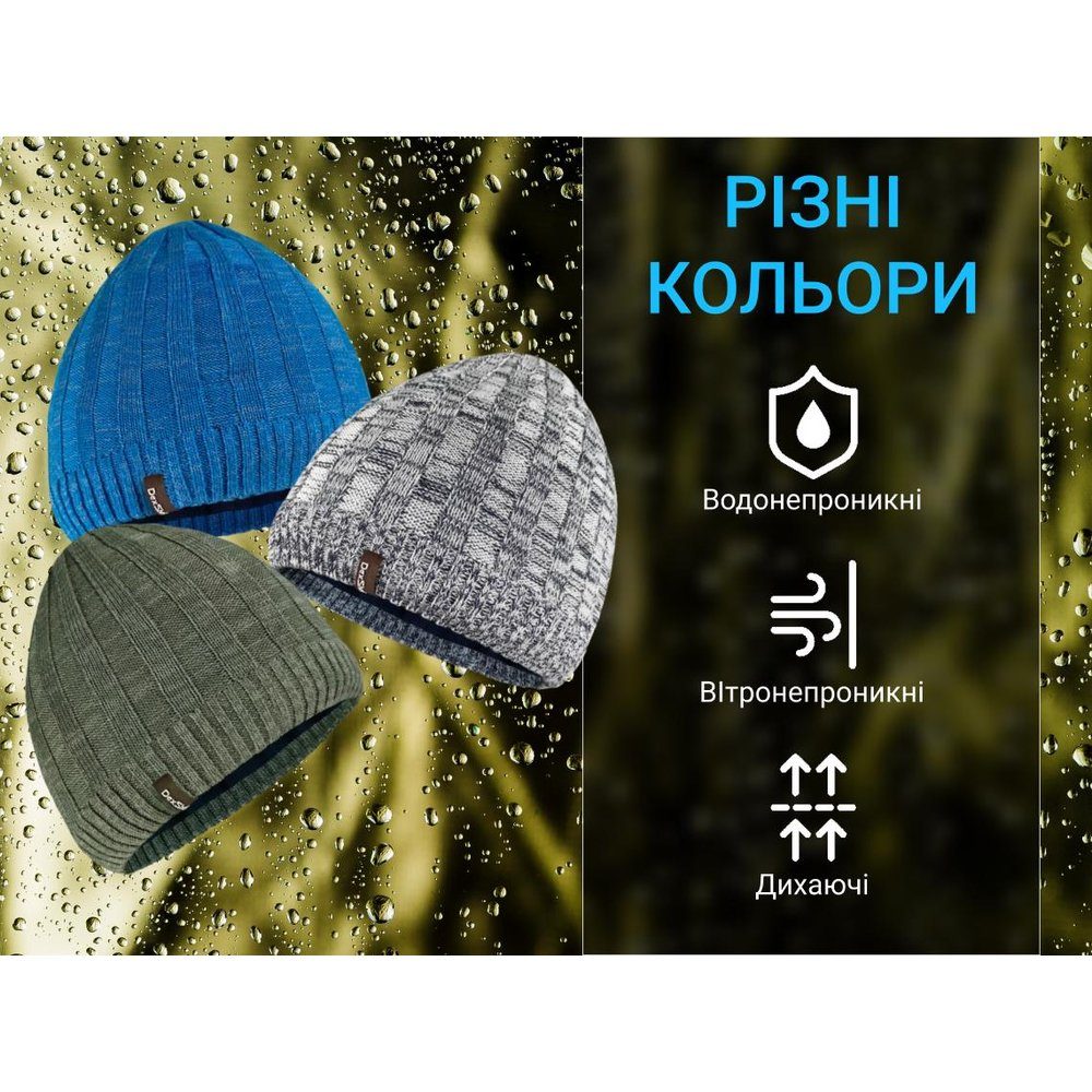 Водонепроникна шапка Dexshell Heathered Rib Knit Beanie, onesize (56-58 см), блакитний 4