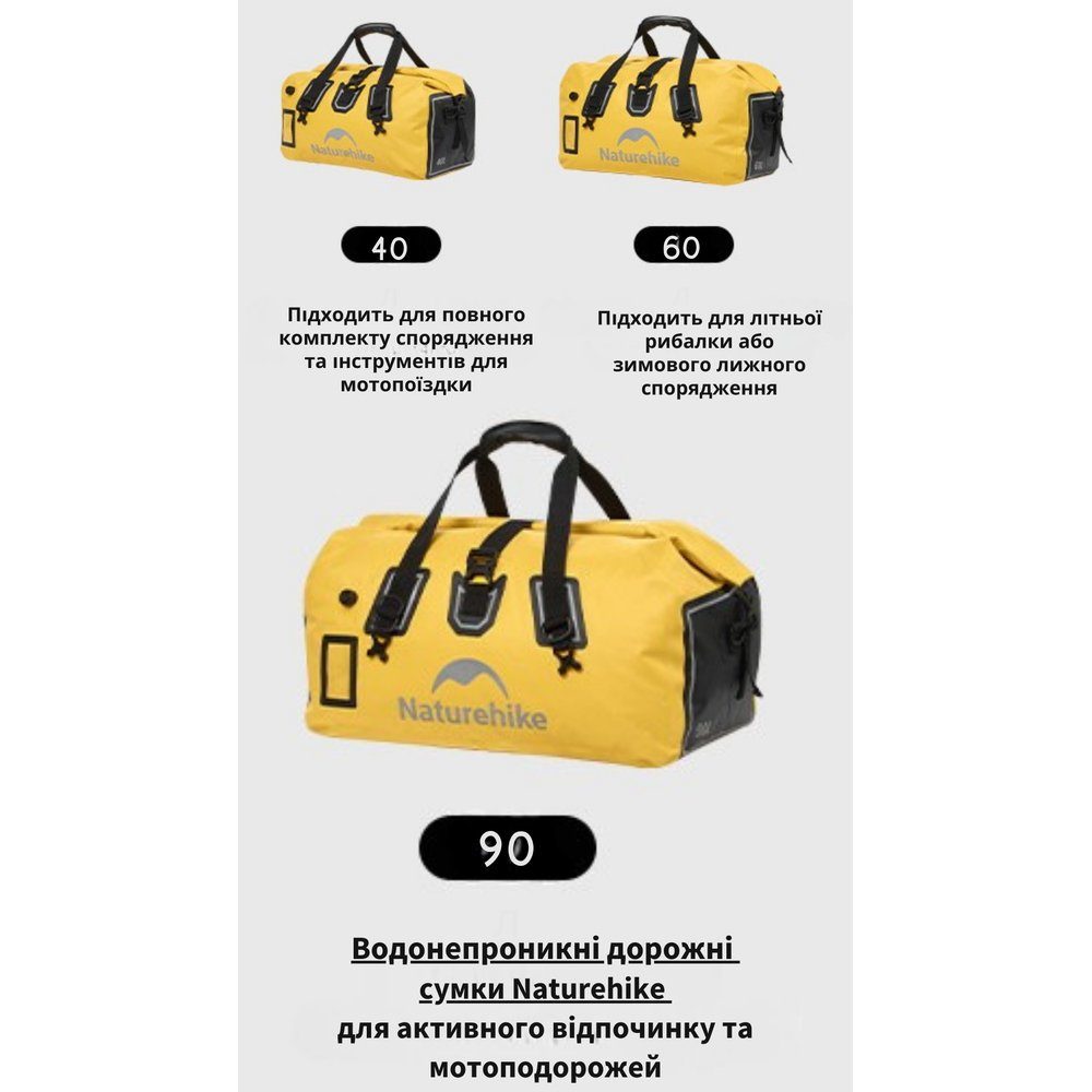 Водонепроникна дорожня сумка Naturehike CNK2450XB015, 60 л, чорна 4