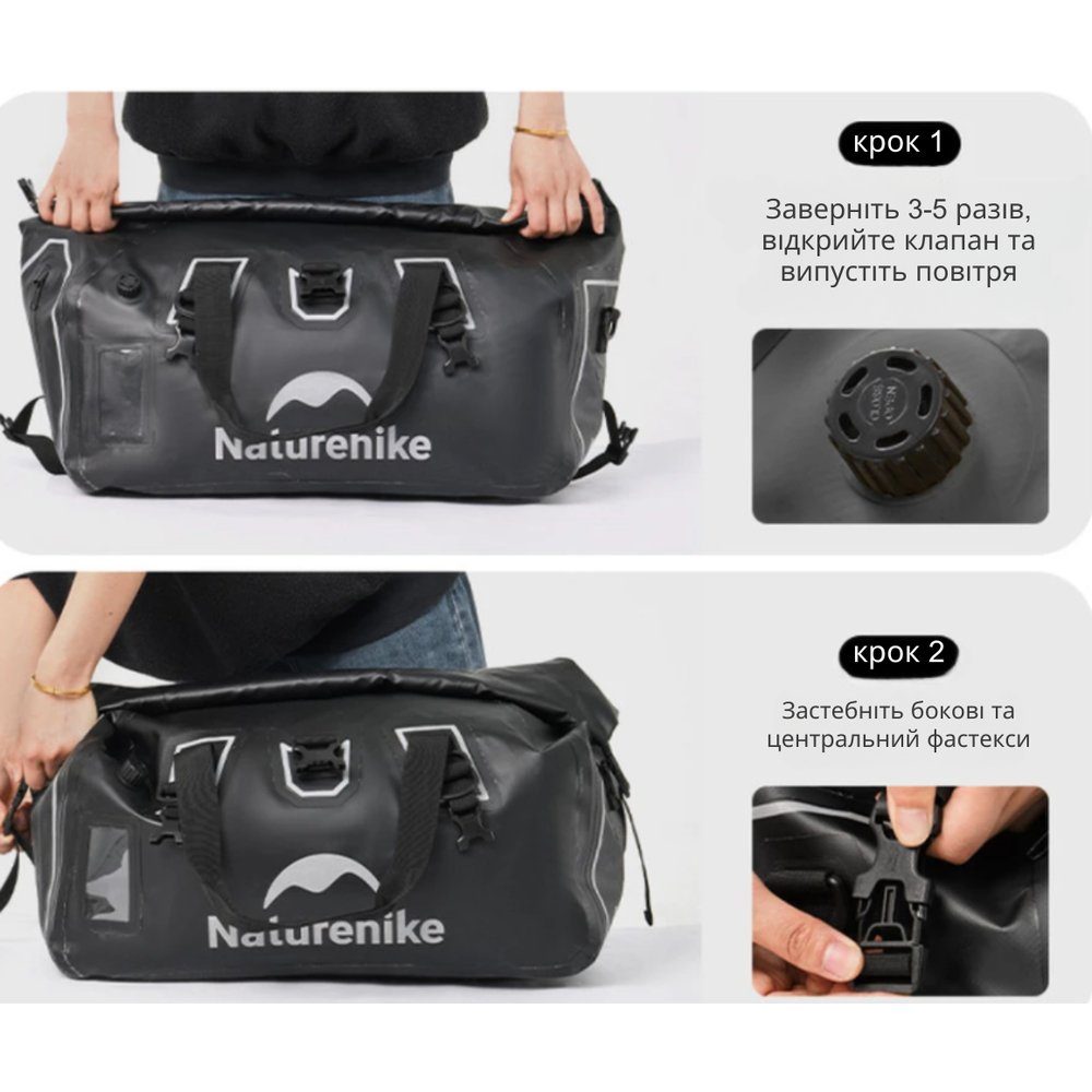 Водонепроникна дорожня сумка Naturehike CNK2450XB015, 60 л, чорна 3