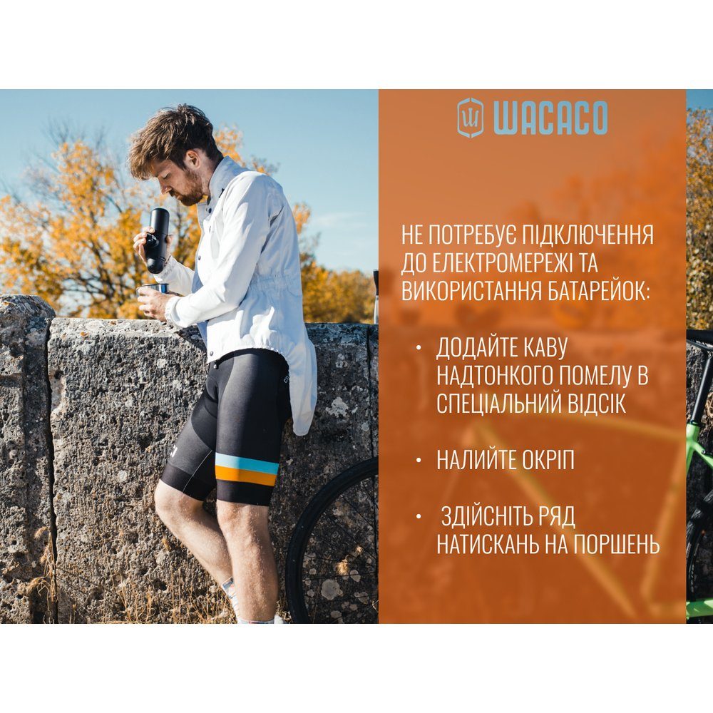Портативна еспресо-кавоварка Wacaco Minipresso GR, механічна, для меленої кави 6