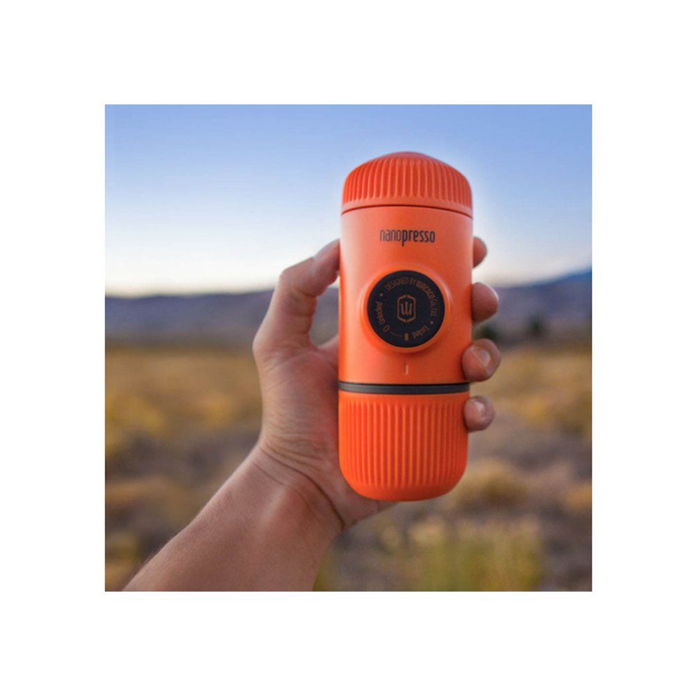 Портативна еспресо-кавоварка Wacaco Nanopresso помаранчева, механічна, для меленої кави 7
