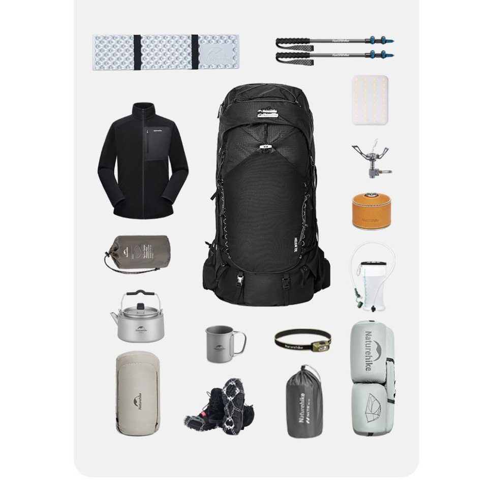 Рюкзак туристичний Naturehike Helium CNK2450XB014, 70 л, чорний, L 4