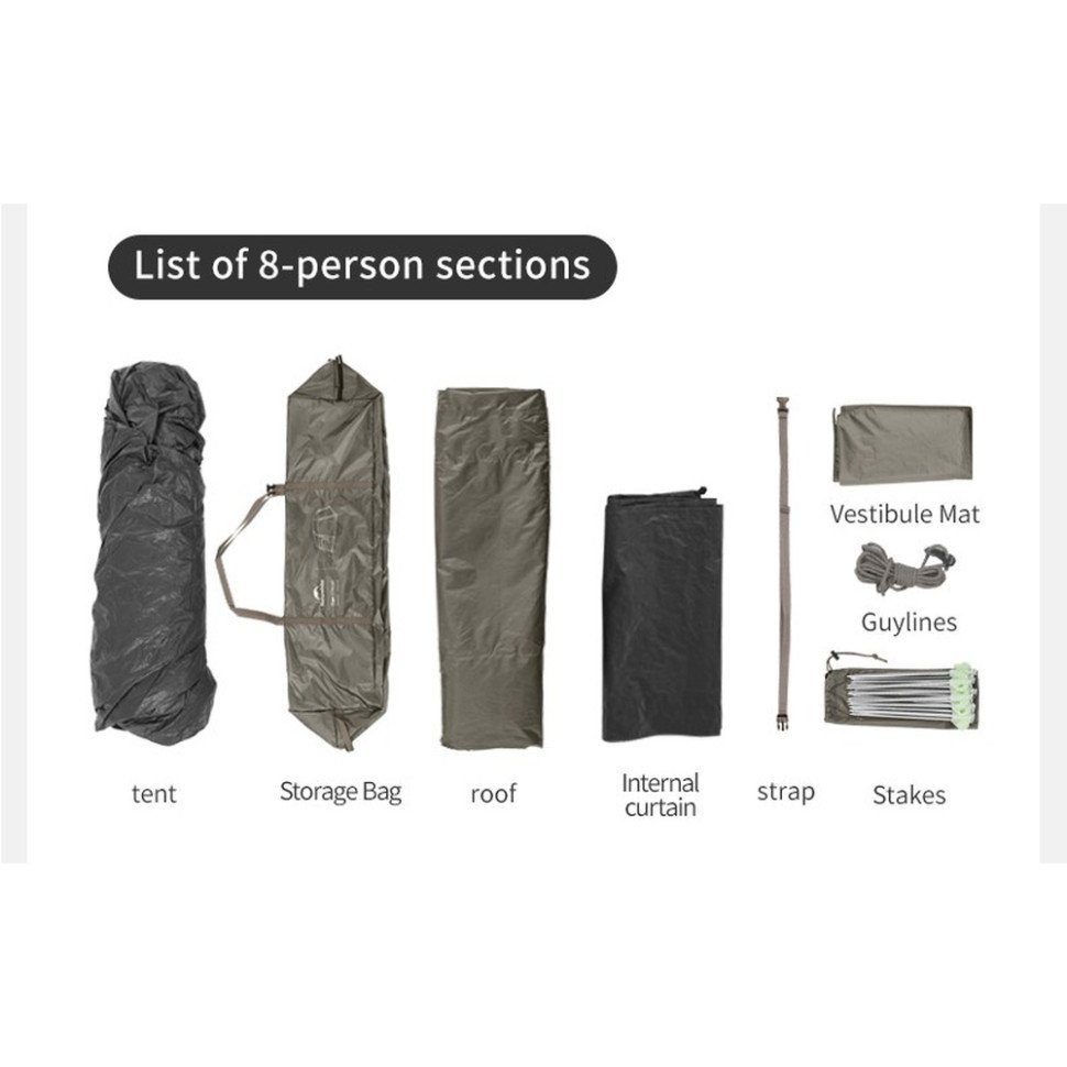 Намет восьмимісний Naturehike Cape 13.1 CNK2450WS050 з швидким розкриттям, сіро-коричневий 4