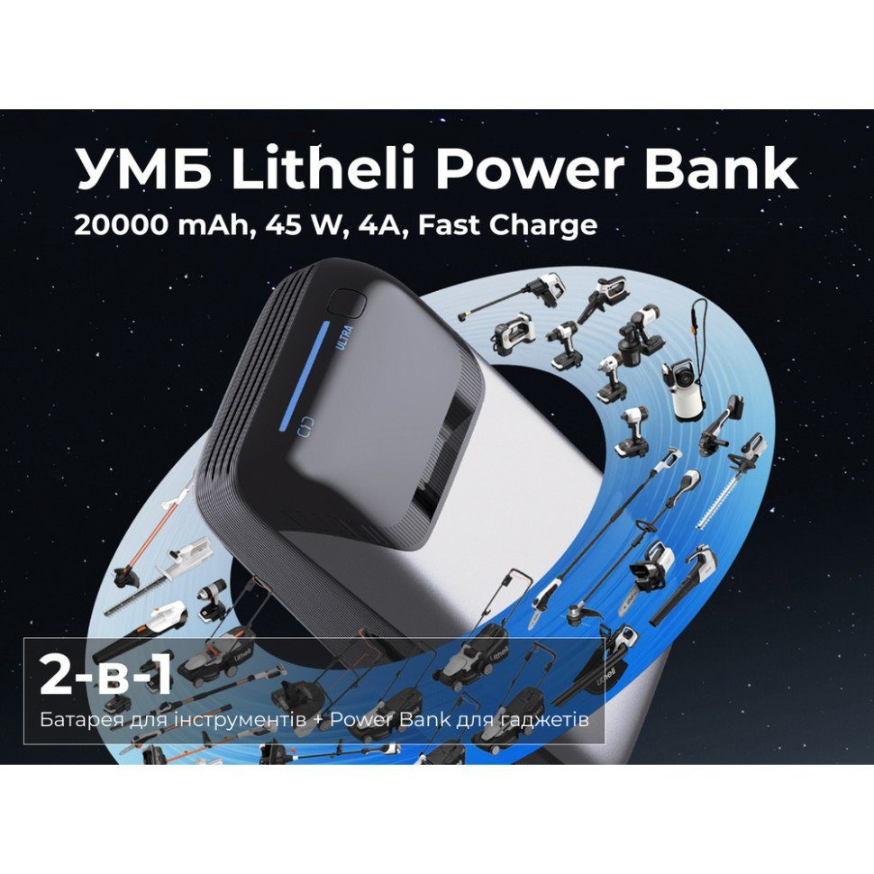 УМБ Litheli Power Bank 20000 mAh, 45 W, 4А, Fast Charge (U20BY04B) 6
