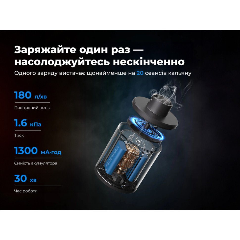 Розкурювач для кальяну Flextail Hookah Pump, чорний 3