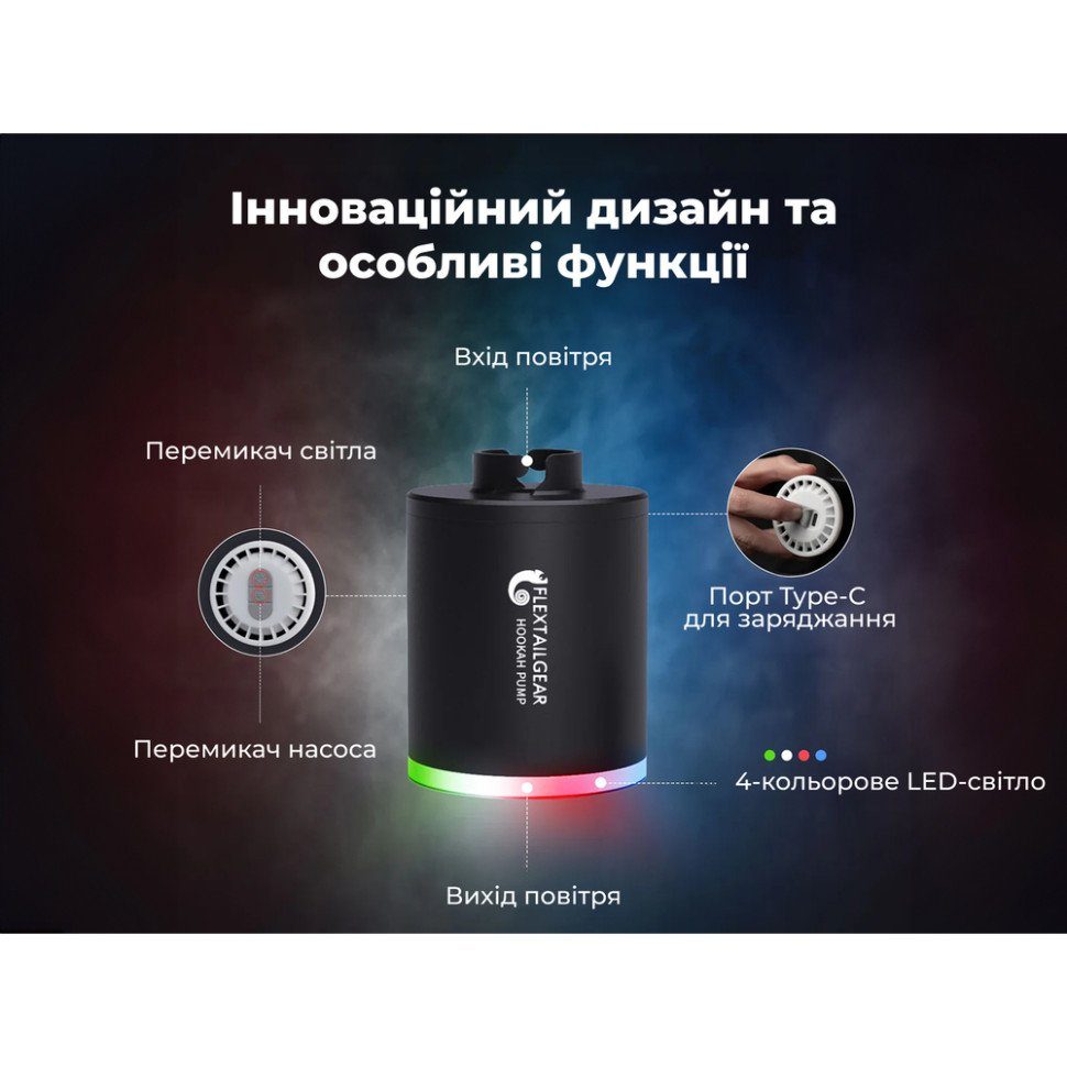 Розкурювач для кальяну Flextail Hookah Pump, чорний 4