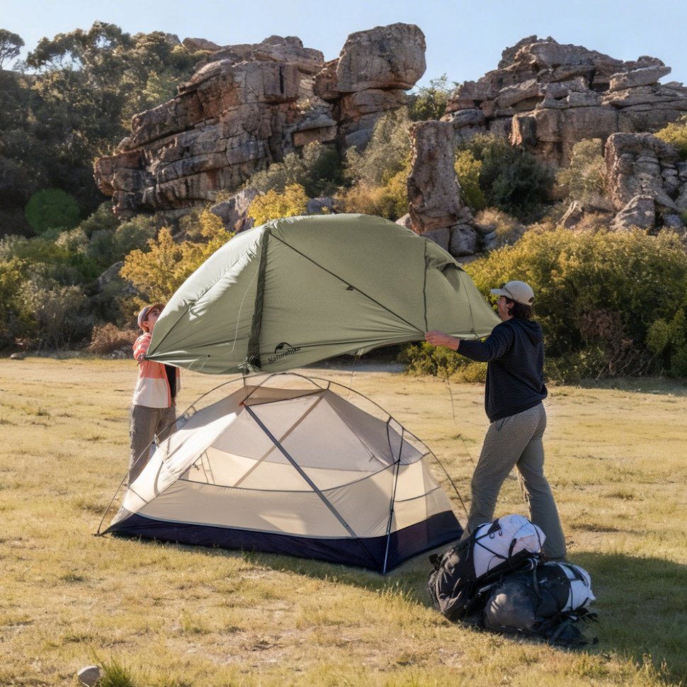 Намет надлегкий двомісний Naturehike Mongar Hiking Tent Pro CNK2550WS037, 20D, зелений 3