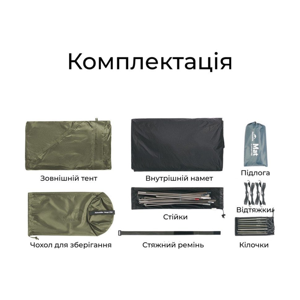 Намет надлегкий двомісний Naturehike Mongar Hiking Tent Pro CNK2550WS037, 20D, зелений 9