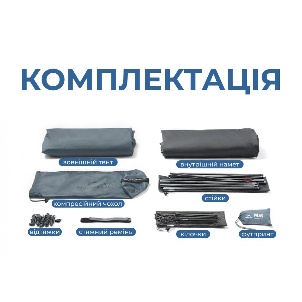 Намет надлегкий тримісний Naturehike Cloud Up Pro CNK2350WS020, 20D, блакитний 8