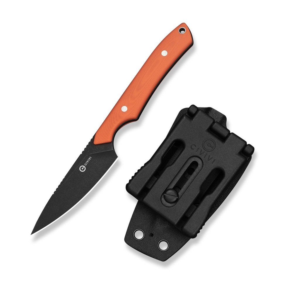 Ніж фіксований кишеньковий Civivi High Grass Field Knife (7,4 см) 14C28N / G10 помаранчевий з чохлом 4