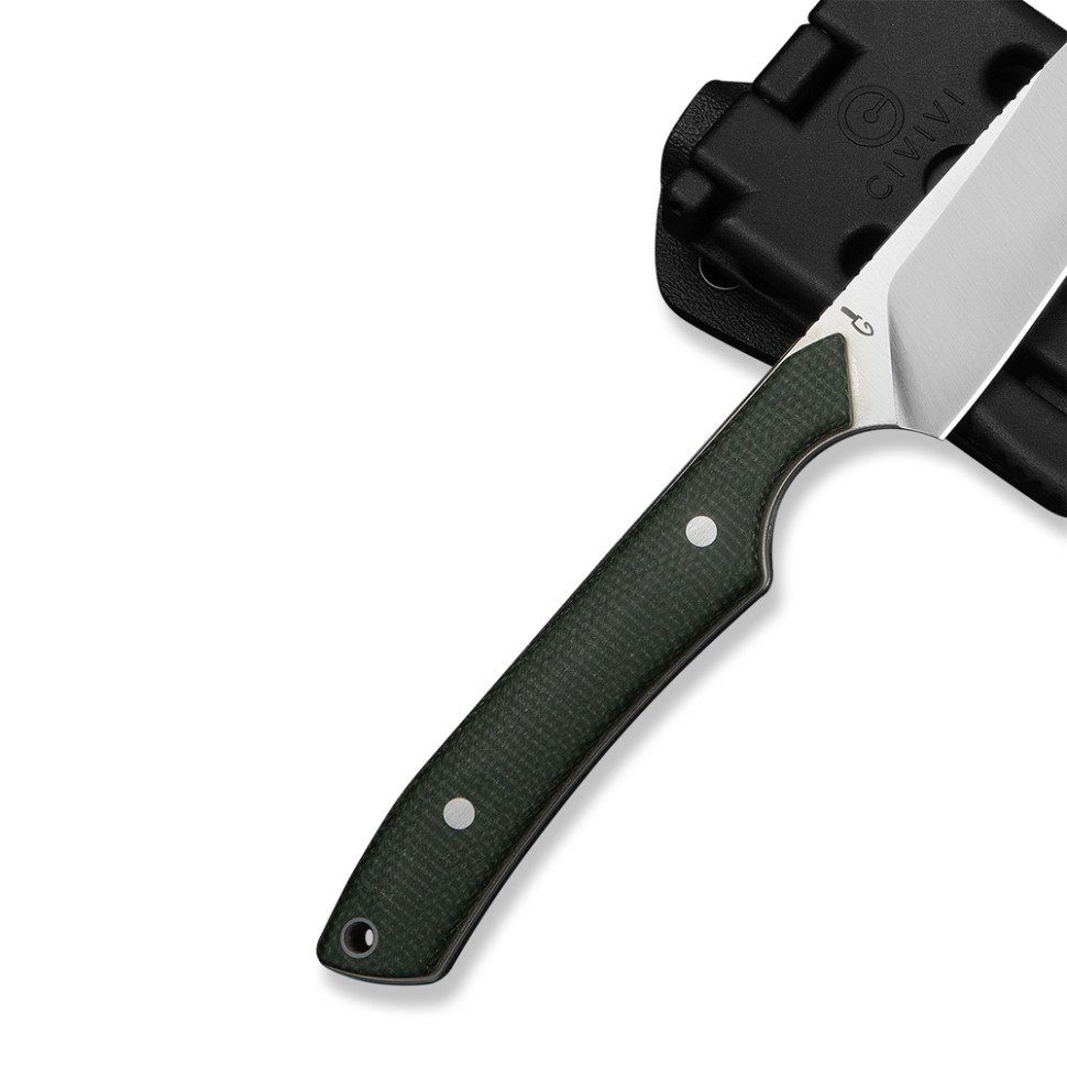 Ніж фіксований кишеньковий Civivi High Grass Field Knife (7,4 см) 14C28N / Micarta зелений з чохлом 6