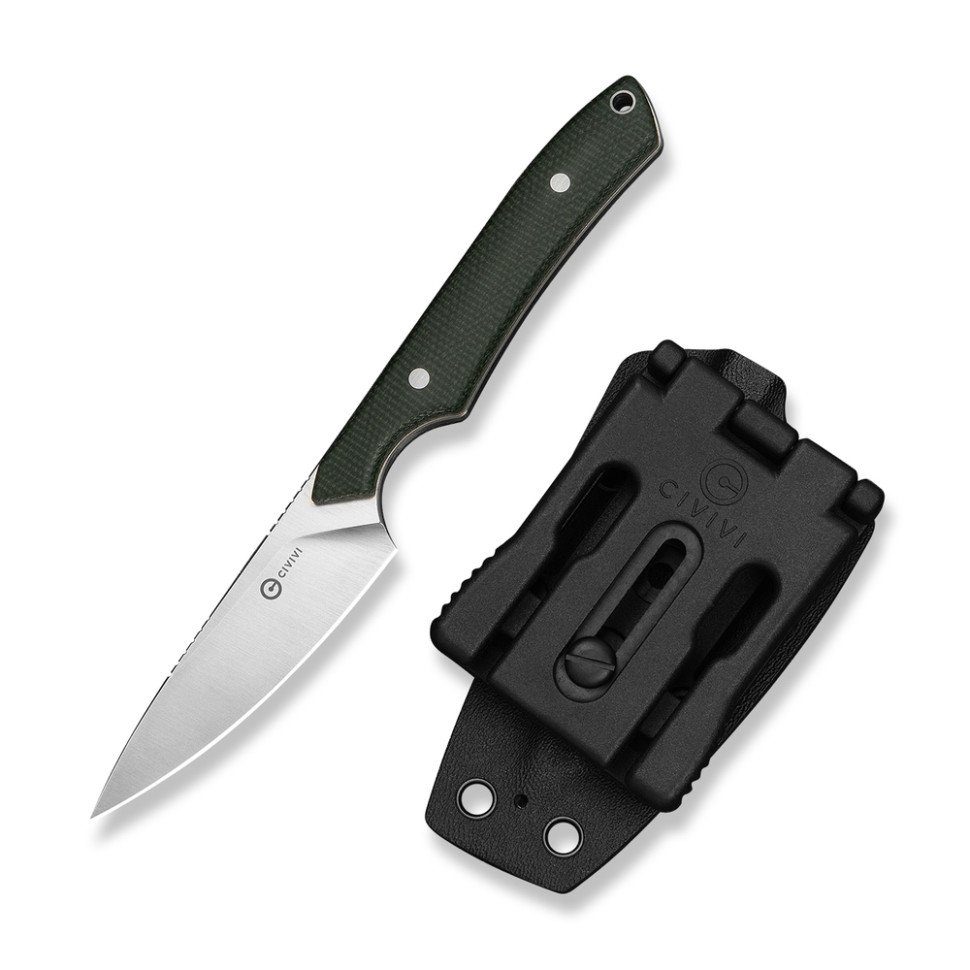 Ніж фіксований кишеньковий Civivi High Grass Field Knife (7,4 см) 14C28N / Micarta зелений з чохлом 4