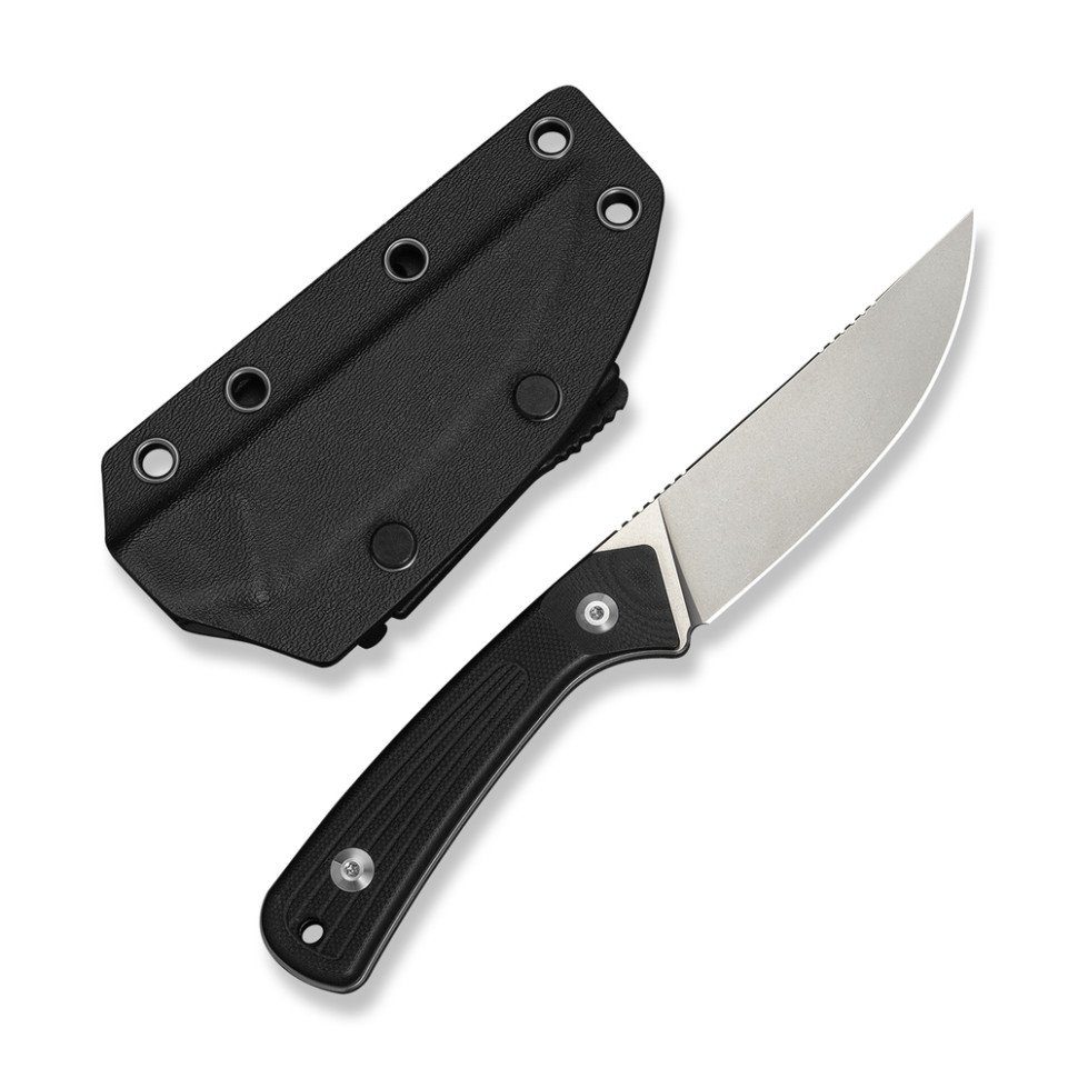 Ніж фіксований туристичний Civivi Carveth (9,1 см) AEB-L / G10 чорний з чохлом 5