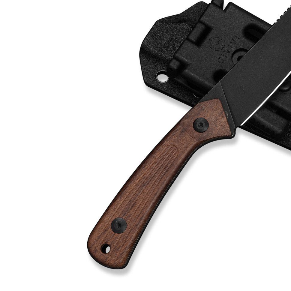 Ніж фіксований туристичний Civivi Carveth (9,1 см) AEB-L / Wood дерево з чохлом 6