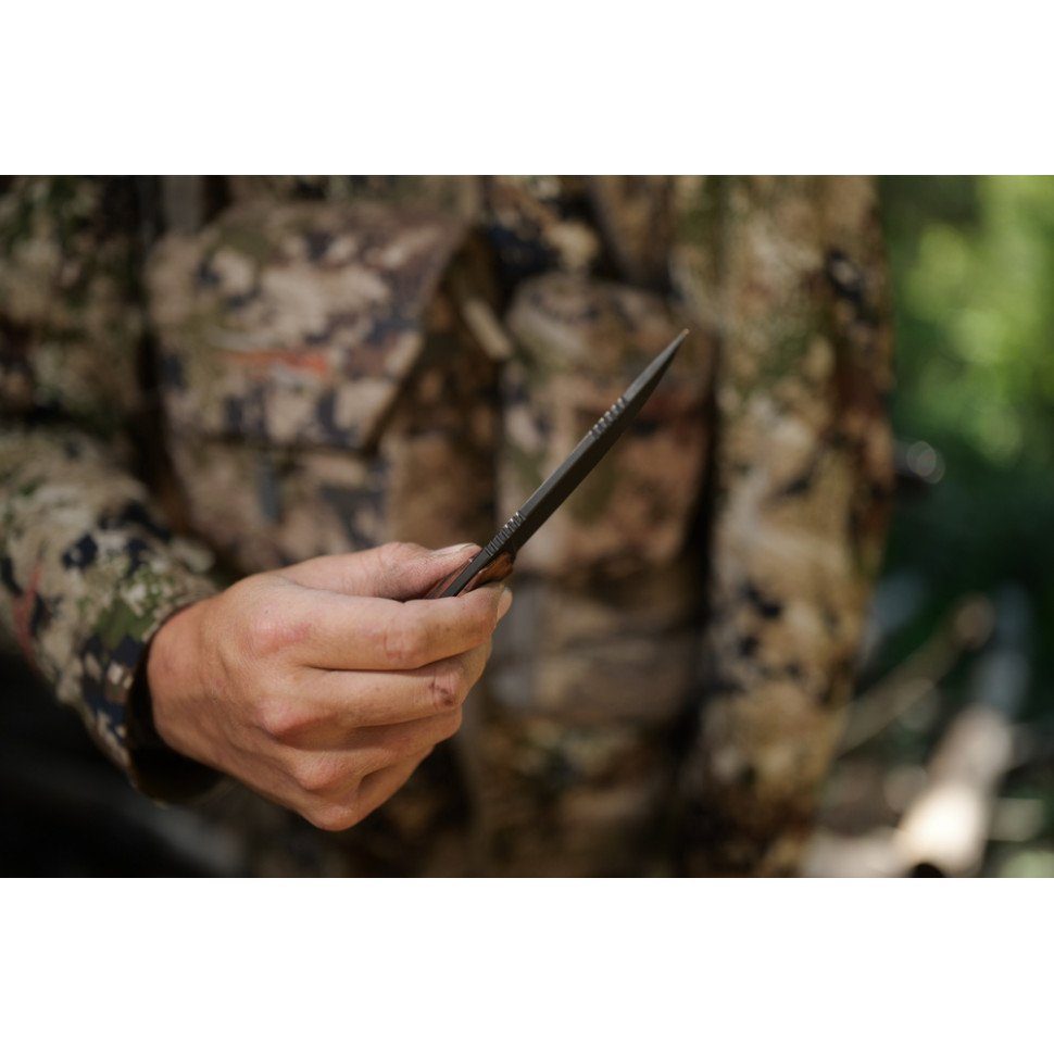 Ніж фіксований туристичний Civivi Carveth (9,1 см) AEB-L / Wood дерево з чохлом 12