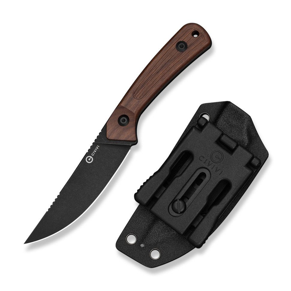 Ніж фіксований туристичний Civivi Carveth (9,1 см) AEB-L / Wood дерево з чохлом 4