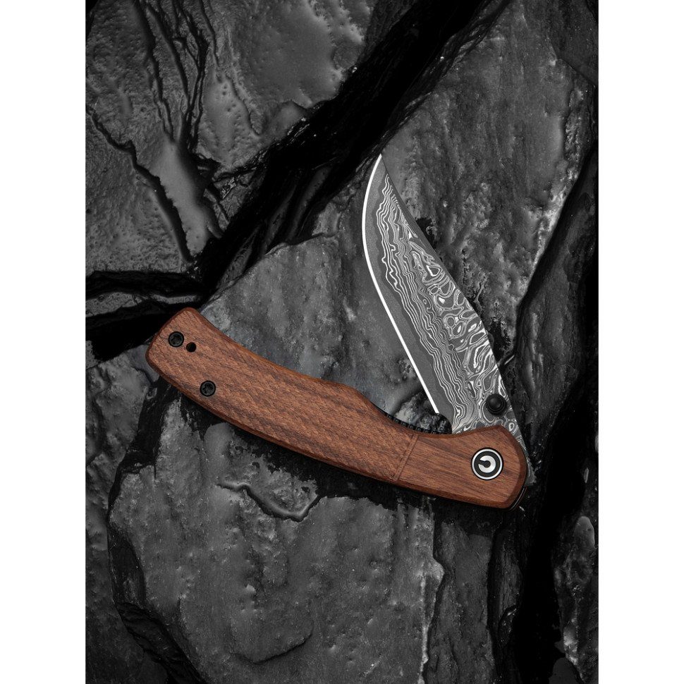 Ніж складаний кишеньковий Civivi Clingman (7.6 см) Damascus / Guibourtia Wood дерево 10