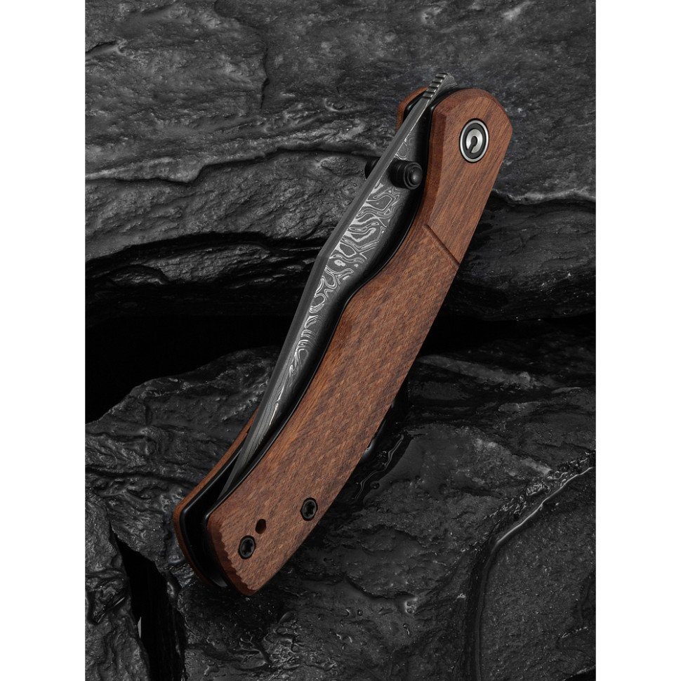 Ніж складаний кишеньковий Civivi Clingman (7.6 см) Damascus / Guibourtia Wood дерево 11