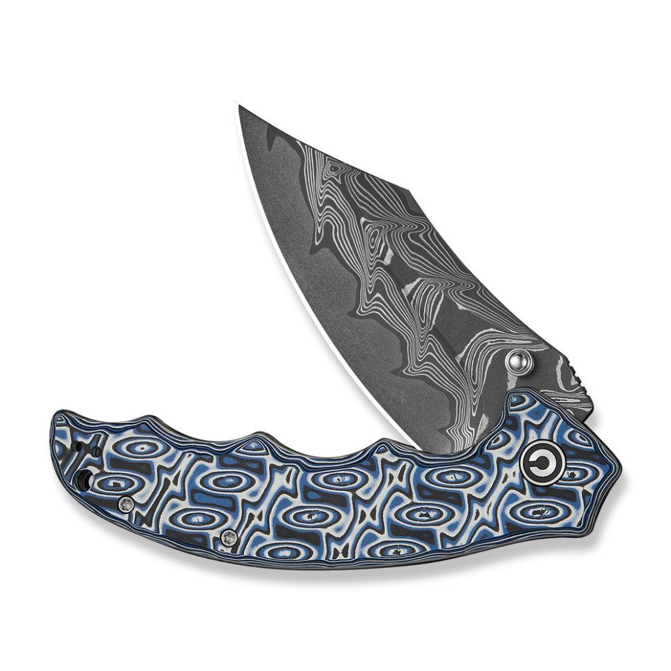 Ніж складаний туристичний Civivi Pentad (8.8 см) Damascus / Micarta синій/білий 3