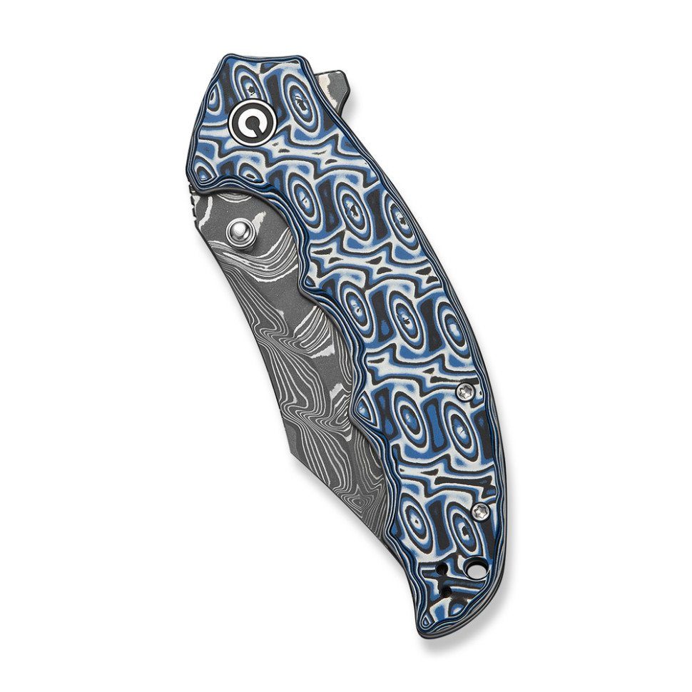 Ніж складаний туристичний Civivi Pentad (8.8 см) Damascus / Micarta синій/білий 4
