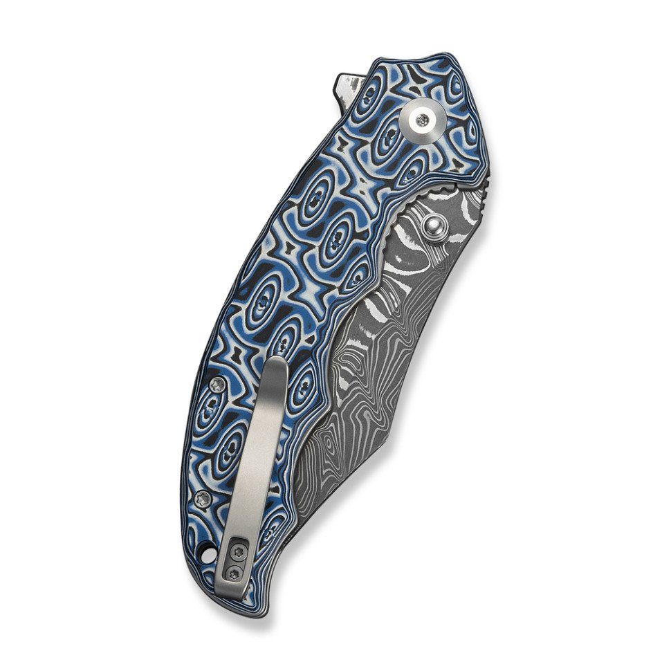 Ніж складаний туристичний Civivi Pentad (8.8 см) Damascus / Micarta синій/білий 5