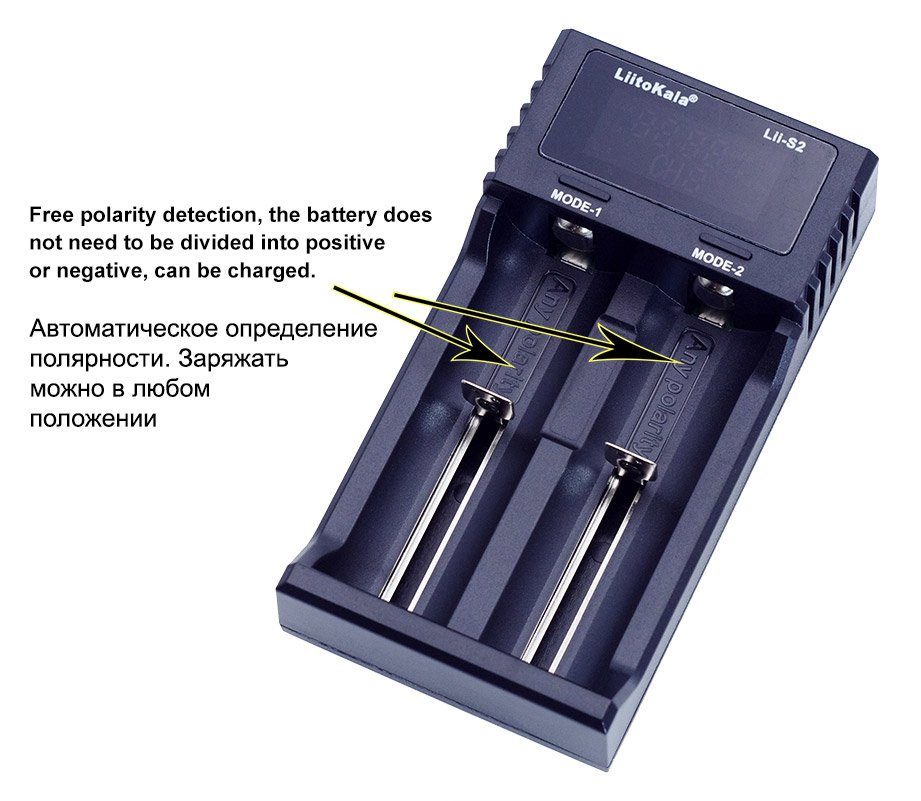 Зарядний пристрій Liitokala Lii-S2, 2 канала, Ni-Mh/Li-ion/LiFePo4, USB, LCD, Box 3