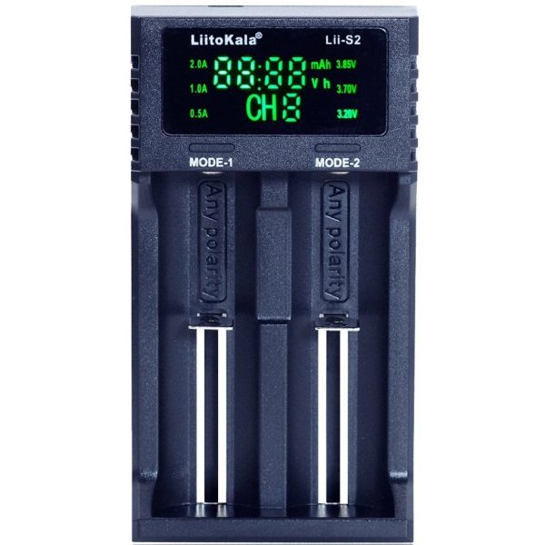 Зарядний пристрій Liitokala Lii-S2, 2 канала, Ni-Mh/Li-ion/LiFePo4, USB, LCD, Box
