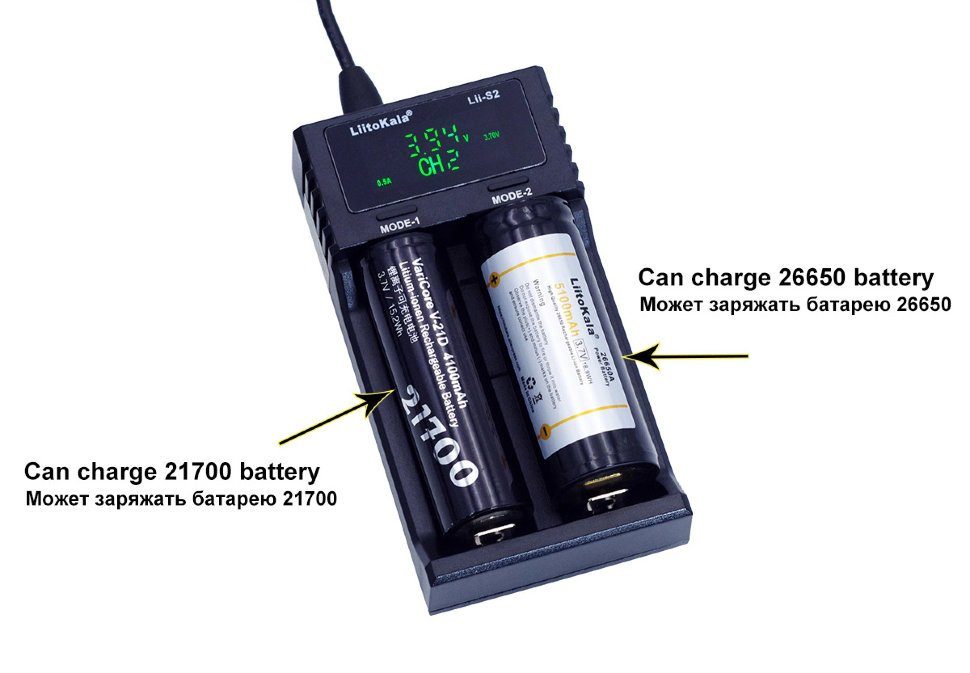 Зарядний пристрій Liitokala Lii-S2, 2 канала, Ni-Mh/Li-ion/LiFePo4, USB, LCD, Box 4