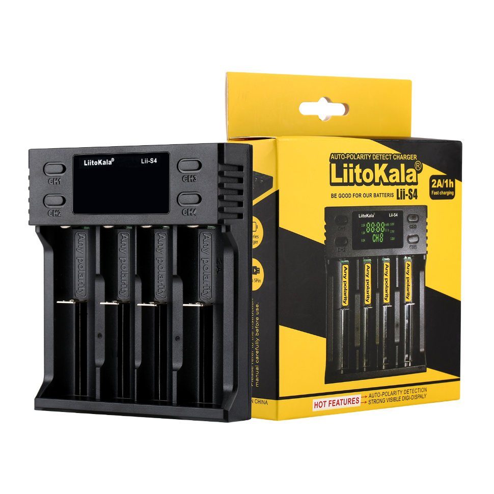 Зарядний пристрій Liitokala Lii-S4, 4 канала, Ni-Mh/Li-ion/LiFePo4, USB, LCD, Box 8