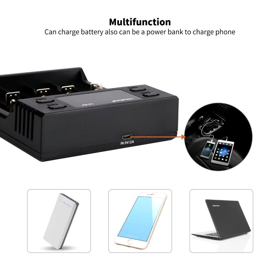 Зарядний пристрій Liitokala Lii-S4, 4 канала, Ni-Mh/Li-ion/LiFePo4, USB, LCD, Box 10