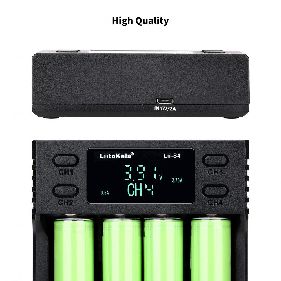 Зарядний пристрій Liitokala Lii-S4, 4 канала, Ni-Mh/Li-ion/LiFePo4, USB, LCD, Box 12