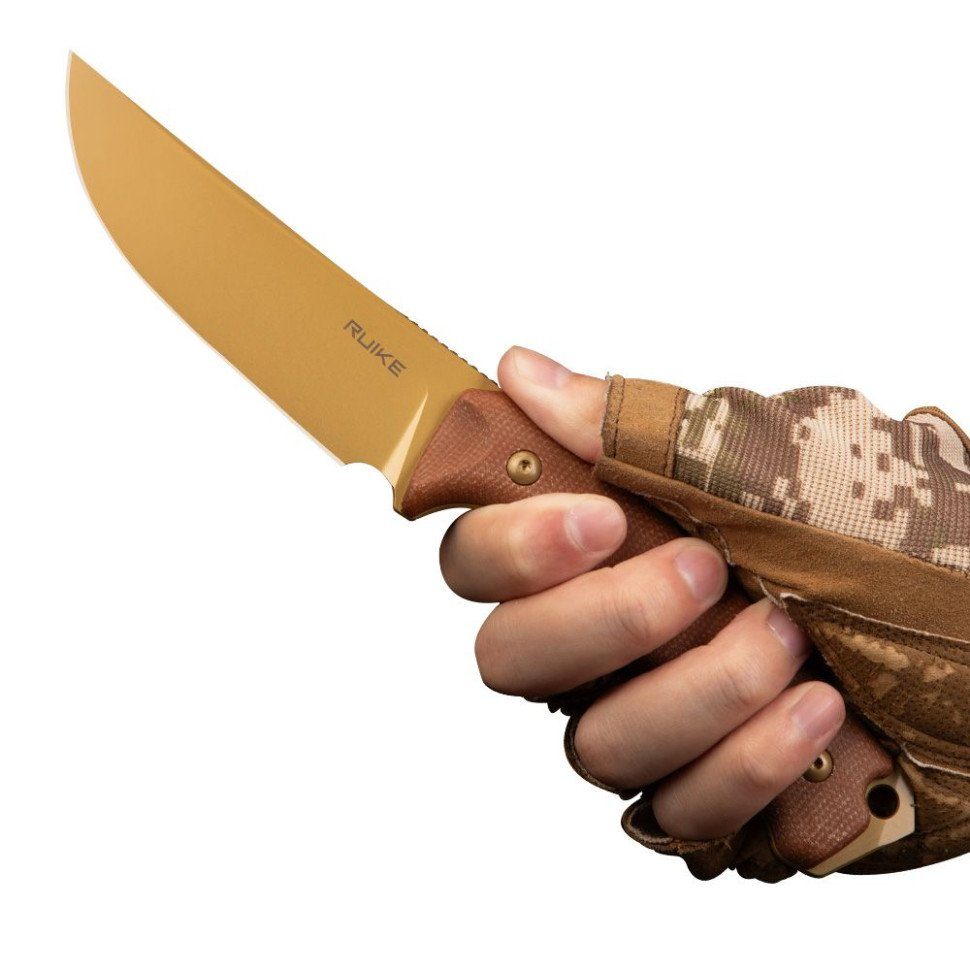 Ніж фіксований мисливський  Ruike F186-MN, (11.8 см) D2 / Micarta коричневий 7