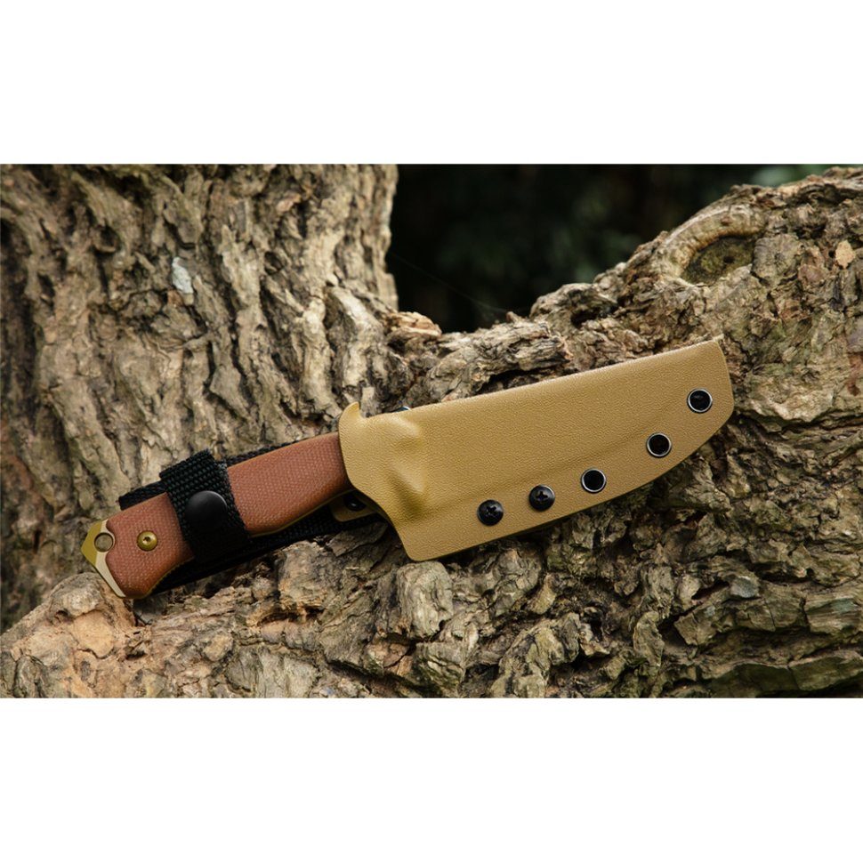 Ніж фіксований мисливський  Ruike F186-MN, (11.8 см) D2 / Micarta коричневий 12