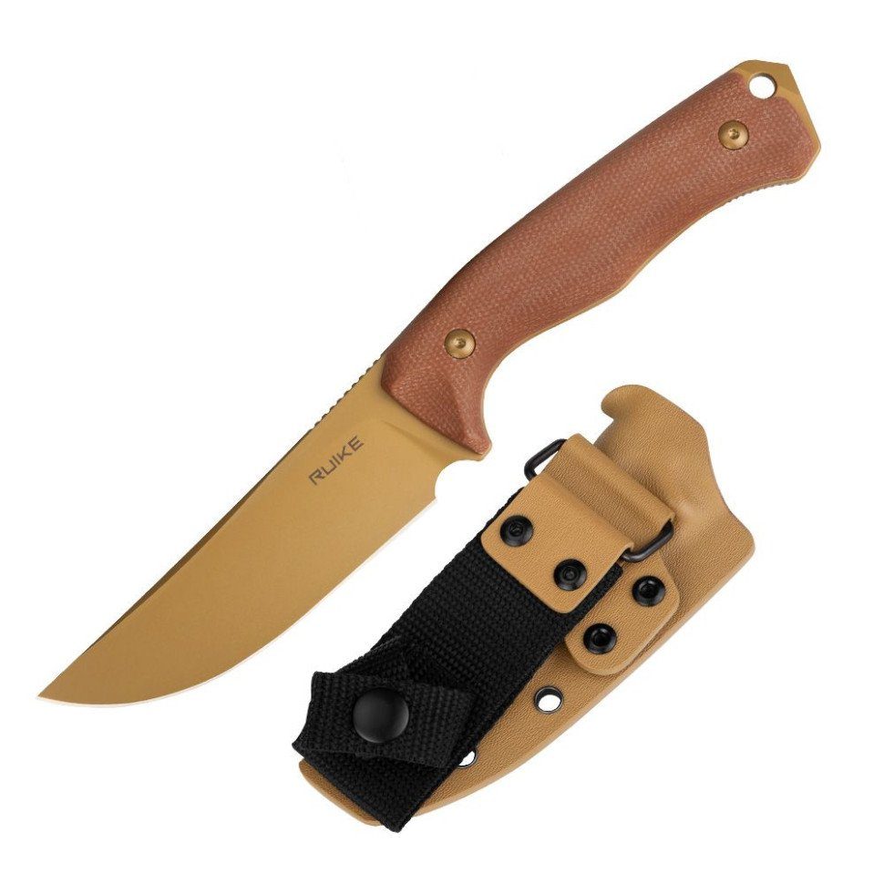 Ніж фіксований мисливський  Ruike F186-MN, (11.8 см) D2 / Micarta коричневий 8