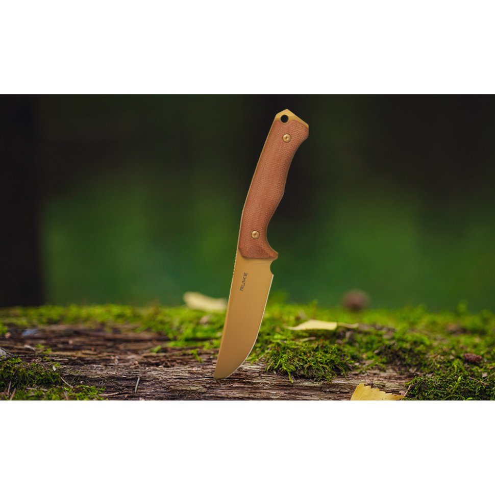 Ніж фіксований мисливський  Ruike F186-MN, (11.8 см) D2 / Micarta коричневий 9